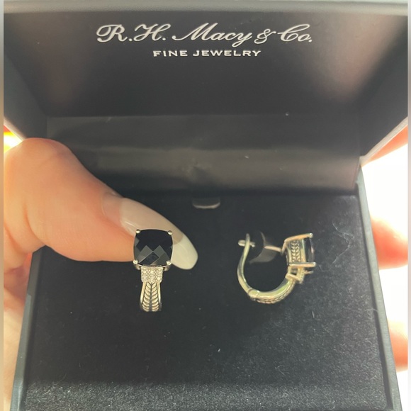 EFFY® Black Onyx (3-1/2 ct. t.w.) and Diamond Accent Earrings in Sterling Silver - Picture 3 of 4